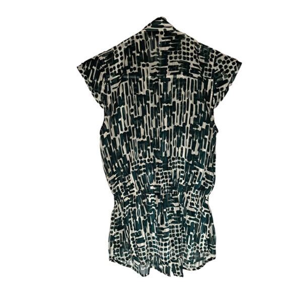 The Limited Womens Flutter Sleeve Ruffle Front Romper Blue Sz M 100% Polyester - Picture 2 of 4